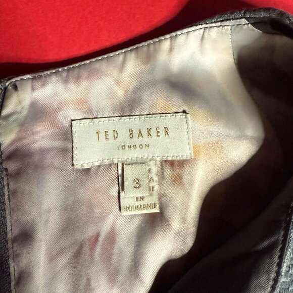 Ted Baker Casual Grey Dress with Ruffled Belt and Chic Pencil Silhouette, Size 3 - Picture 7 of 11